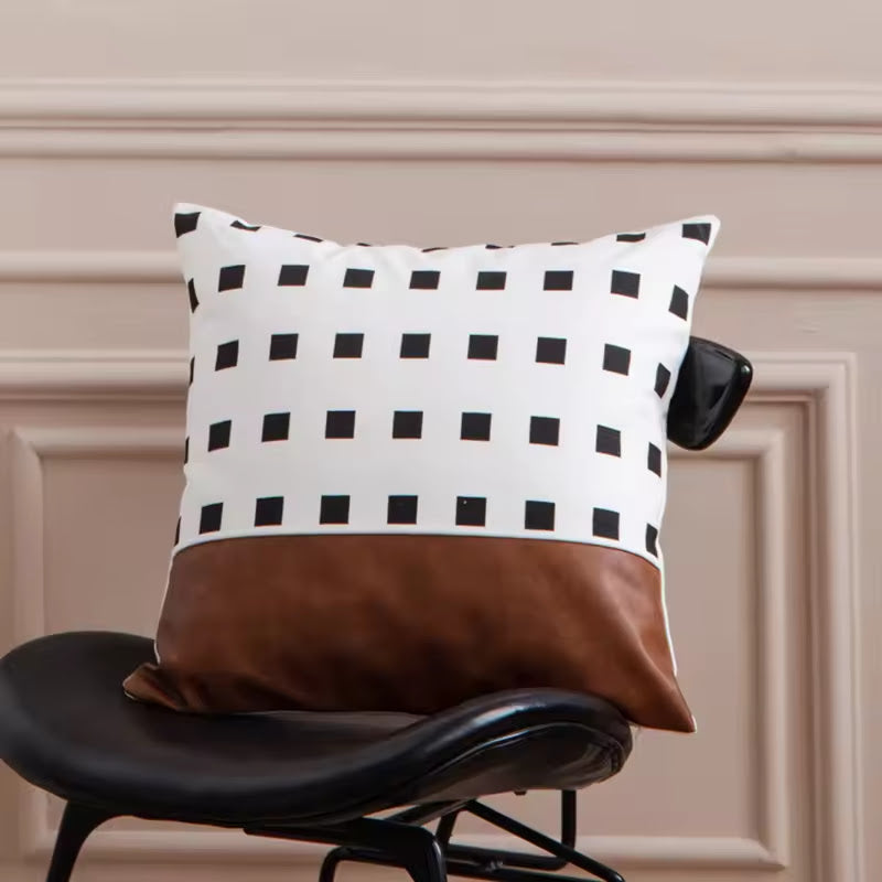Brown Faux Leather Pillow Cover S2470605 Brown Faux Leather Pillow Cover S2470605