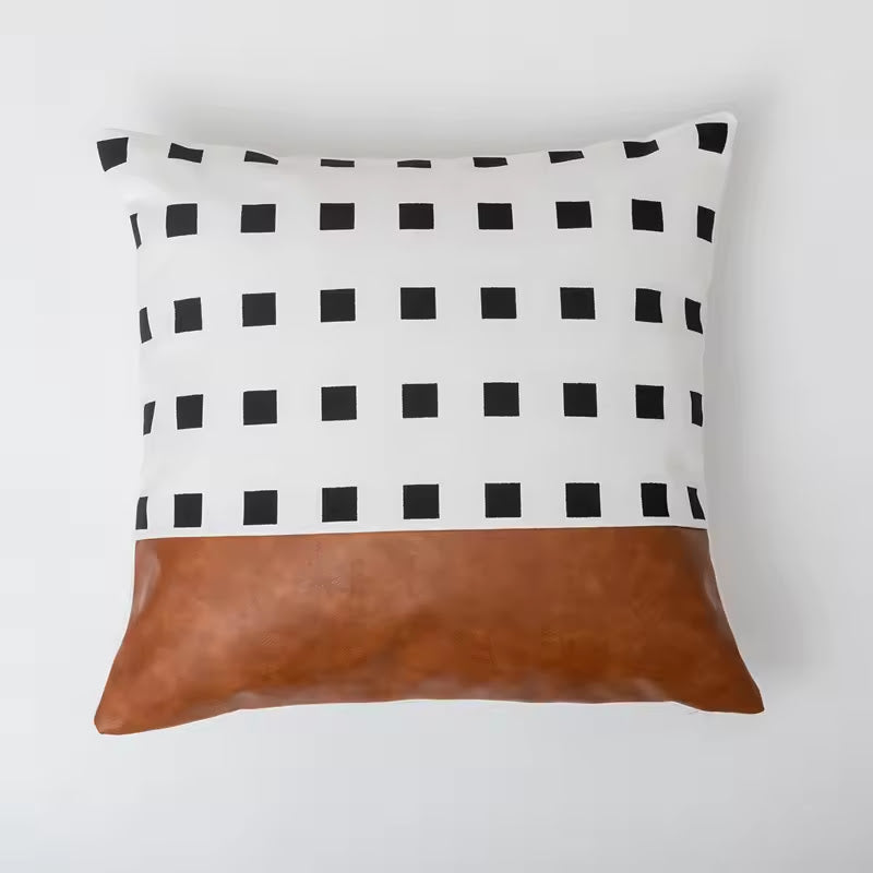 Brown Faux Leather Pillow Cover S2470605 Brown Faux Leather Pillow Cover S2470605