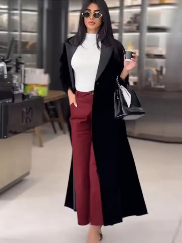 Casual Long Overcoat Abaya Trench Coat 175114 - TUZZUT Qatar Online Shopping