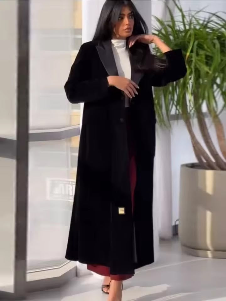 Casual Long Overcoat Abaya Trench Coat 175114 - TUZZUT Qatar Online Shopping