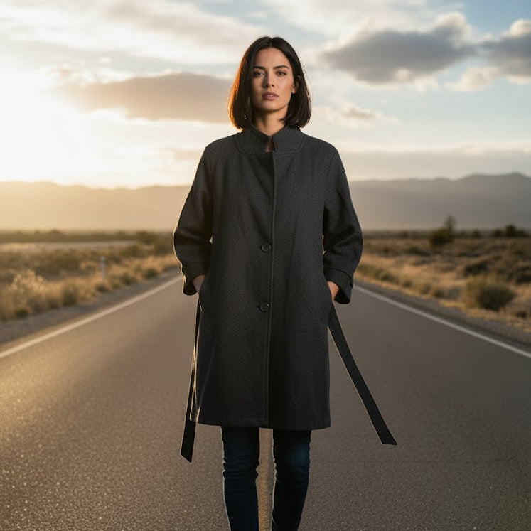 Women's Rugged Refinement  Essential Wool-Blend Winter Coat B-3362 - TUZZUT Qatar Online Shopping