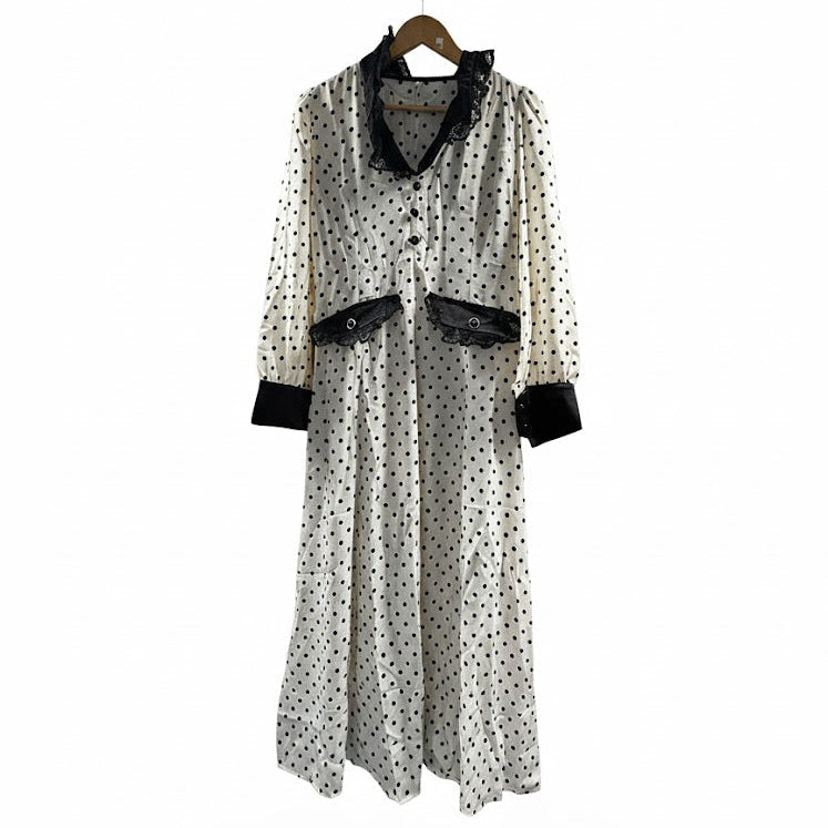 Women's Black and White Polka Dot Dress is designed to flatter and impress  M B-7693 - TUZZUT Qatar Online Shopping