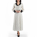 Women's Black and White Polka Dot Dress is designed to flatter and impress  M B-7693 - TUZZUT Qatar Online Shopping