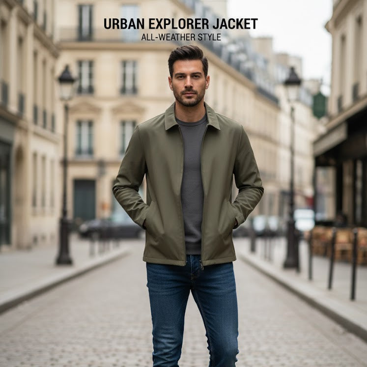 Men's New Versatile Khaki Green Casual Jacket M B-371704 - TUZZUT Qatar Online Shopping