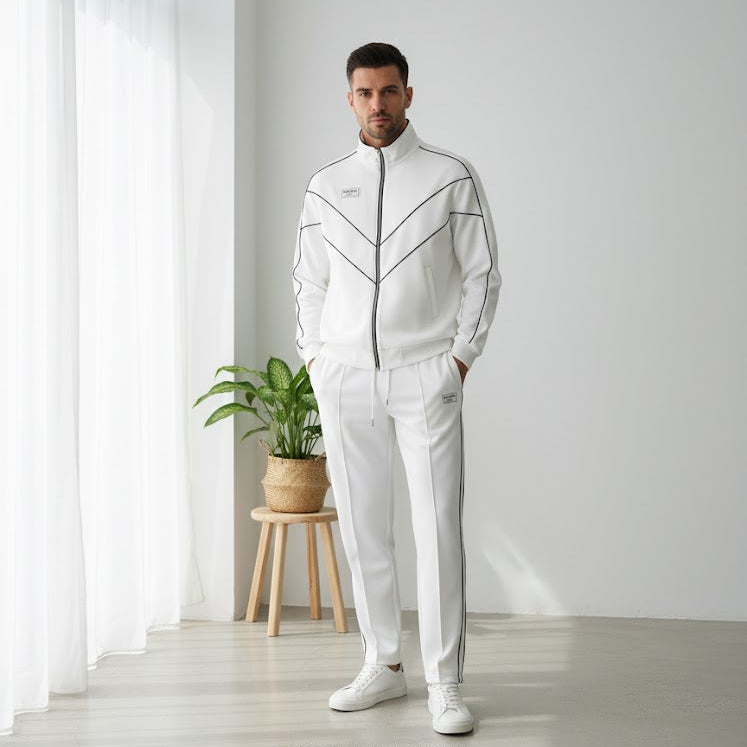 Mens New White 2pc Full Sleeve T-Shirt Pants Sets B-383099 - TUZZUT Qatar Online Shopping