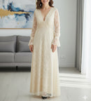 Women's New Stylish Long Biege Party Wear 4521003 - TUZZUT Qatar Online Shopping