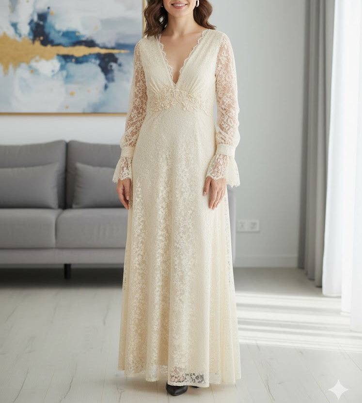 Women's New Stylish Long Biege Party Wear 4521003 - TUZZUT Qatar Online Shopping