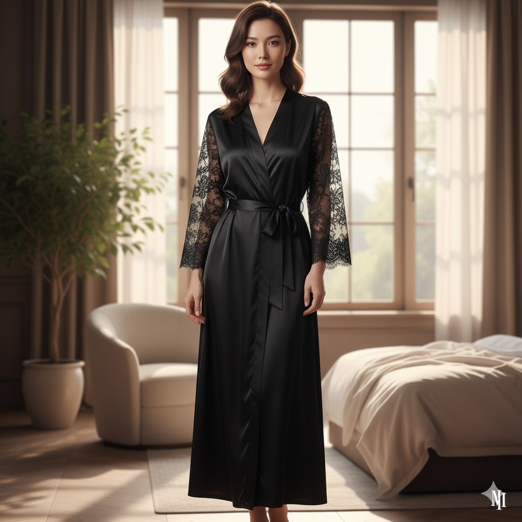 Women's Nighttime Glamour Sheer Lace Sleeve Dressing Gown 3478012 Women's Nighttime Glamour Sheer Lace Sleeve Dressing Gown 3478012