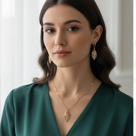 Women's Delicate Leaf Jewelry Set B-338664 Women's Delicate Leaf Jewelry Set B-338664