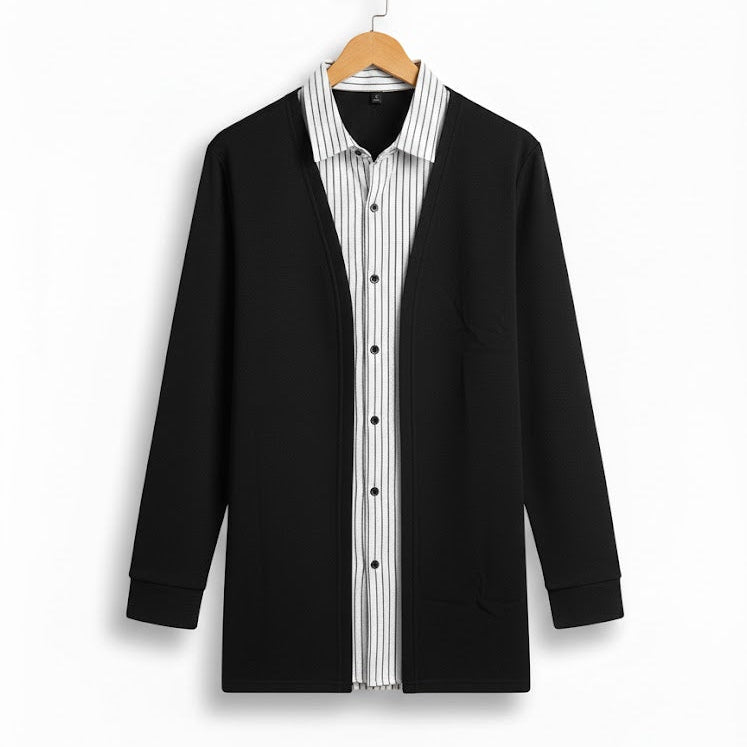 Men's collared shirt with the relaxed feel of an open cardigan Shirt S120364 Men's collared shirt with the relaxed feel of an open cardigan Shirt S120364