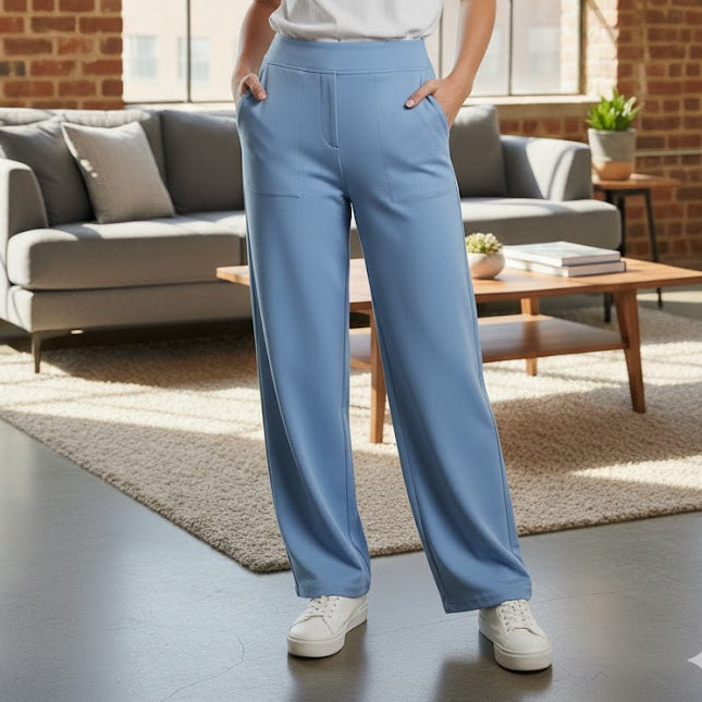 Women's soft wide leg trousers  flowy Pyjama  B-399778 - TUZZUT Qatar Online Shopping