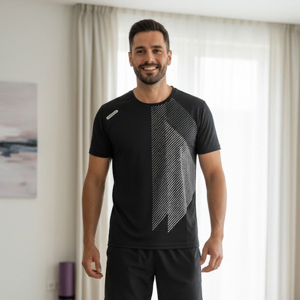 Men's black running/sport T-shirt T8288 - TUZZUT Qatar Online Shopping