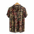 Men's bold and eye-catching short-sleeve shirt with a dark, ornate pattern B-203177 - TUZZUT Qatar Online Shopping