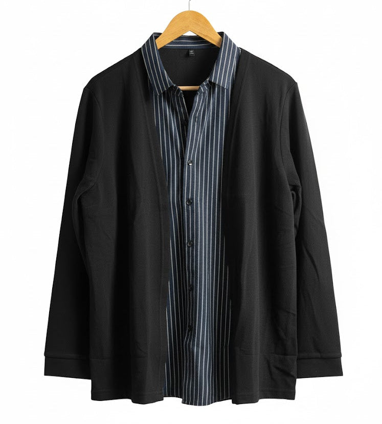 Men's Winter Hybrid Striped & Solid Layered Shirt S157501 Men's Winter Hybrid Striped & Solid Layered Shirt S157501