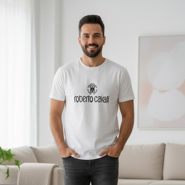 Men's white crew-neck T-shirt with a logo 12047555 - TUZZUT Qatar Online Shopping