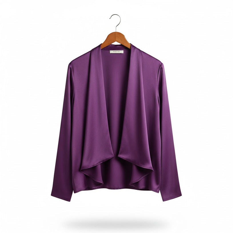 Women's Rich Purple Satin Wrap Blouse S 998210 Women's Rich Purple Satin Wrap Blouse S 998210