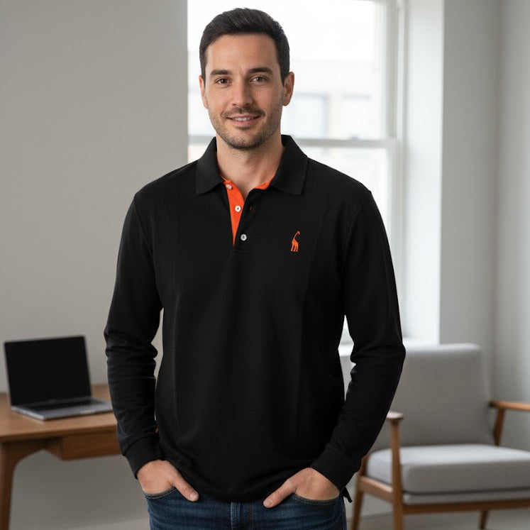 Men's long-sleeve with a vibrant orange contrast 4527010 Men's long-sleeve with a vibrant orange contrast 4527010