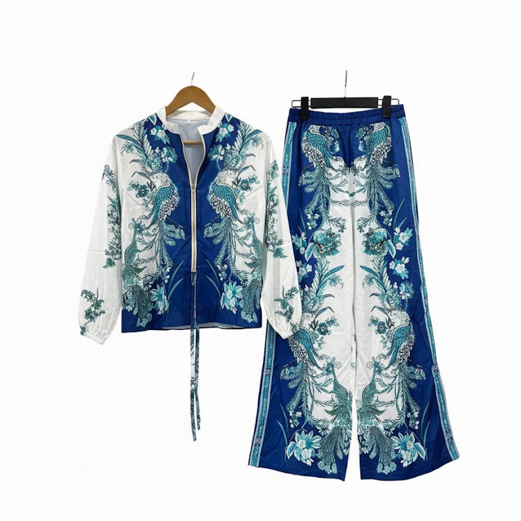 Women's Two-piece set with a beautiful peacock and floral print B-213785 Women's Two-piece set with a beautiful peacock and floral print B-213785