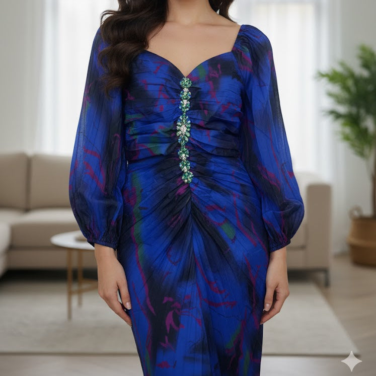 Women’s Embellished Rouching Gown B-8682