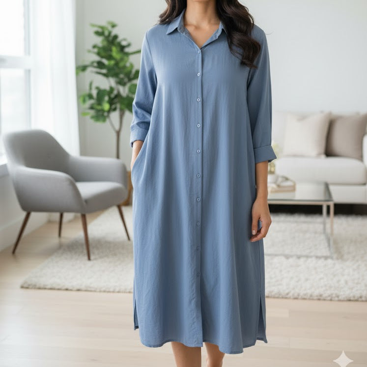 Women's Blue Lace Dress and the Blue Shirt Dress  014107 - TUZZUT Qatar Online Shopping