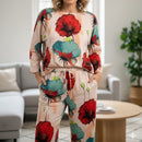 Women's oversized Floral Co-ord Red Poppy Perfection  B-785012 - TUZZUT Qatar Online Shopping