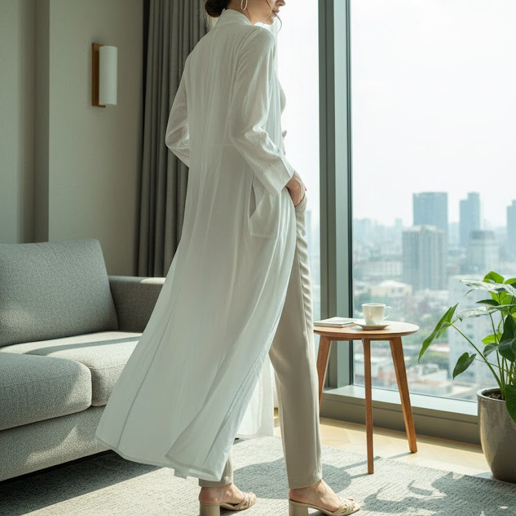 Women Essential White Layering Coat 0100789 Women Essential White Layering Coat 0100789