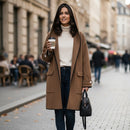 Women's Winter Contrast Trim Oversized Coatigan B-379442 - TUZZUT Qatar Online Shopping