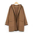 Women's Winter Contrast Trim Oversized Coatigan B-379442 - TUZZUT Qatar Online Shopping