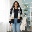 Women's Winter Multi-Color Sherpa Fleece Zip-Up Hoodie Jacket  B-368254 - TUZZUT Qatar Online Shopping