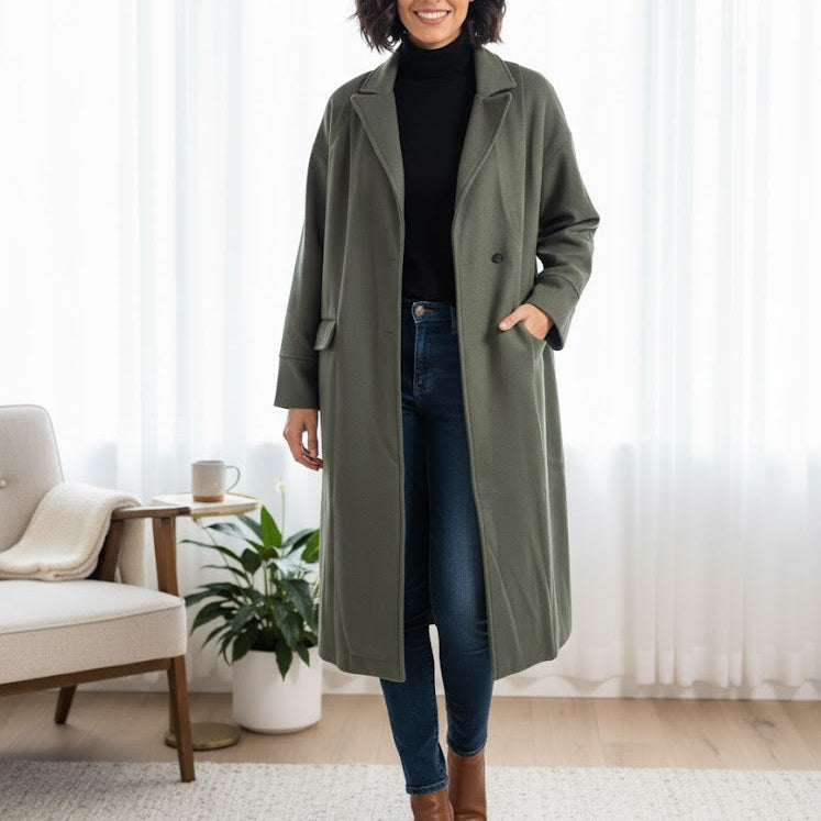 Women's Long Winter Cozy Oversized Trench-Style Coat  B-365391 - TUZZUT Qatar Online Shopping