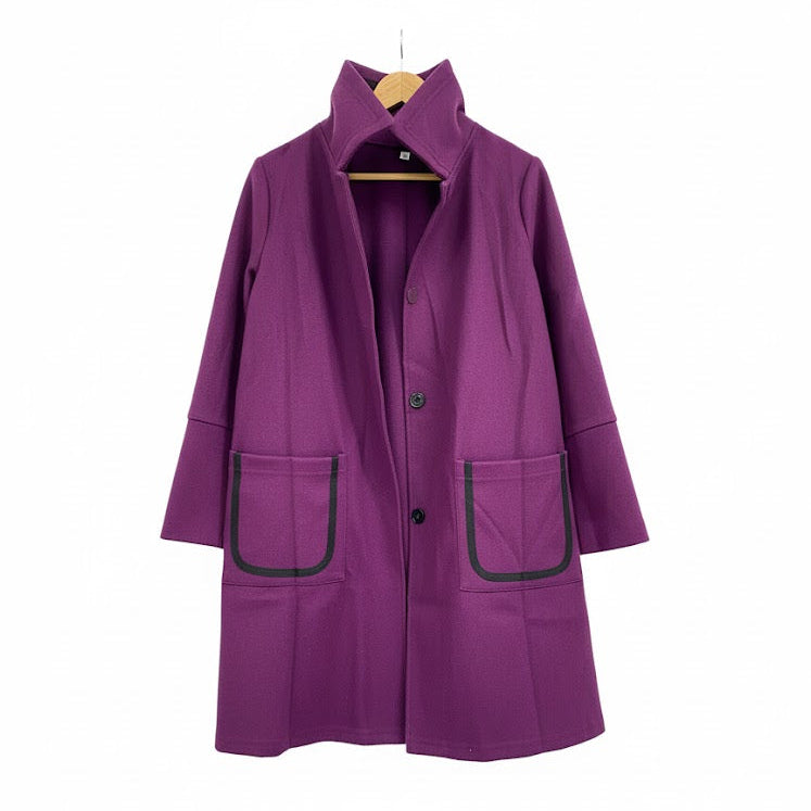 Women's Winter Purple Mid Length Coat B-377554