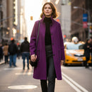 Women's Winter Purple Mid Length Coat  B-377554 - TUZZUT Qatar Online Shopping