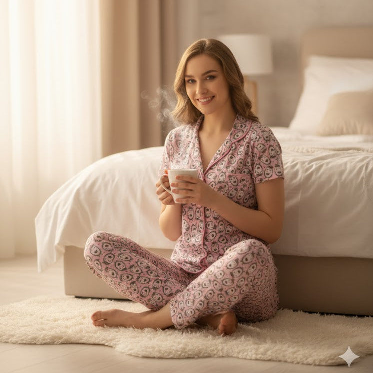 Women's All-Over Print Lounge & Sleep Set W442 - TUZZUT Qatar Online Shopping