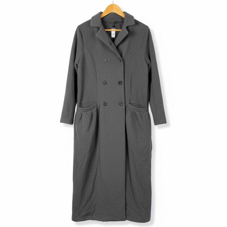 Women's long grey double-breasted Winter Coat S4380911