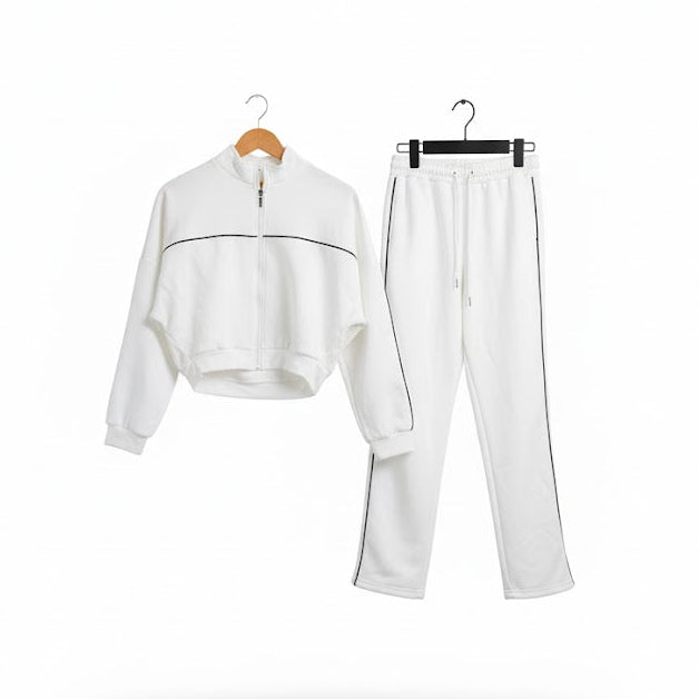 Women's 2pc White Sportstyle Tracksuit Set 885422 - TUZZUT Qatar Online Shopping