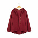 Women's Red Quilted Hooded Cardigan Sweater B-367567 - TUZZUT Qatar Online Shopping