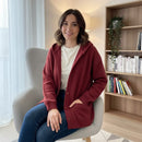 Women's Red Quilted Hooded Cardigan Sweater B-367567 - TUZZUT Qatar Online Shopping