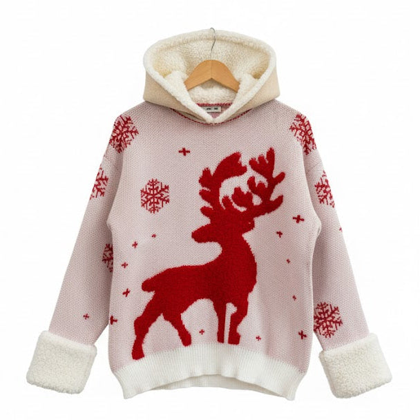 Women's Christmas-themed hooded sweater Coat B-375576 Women's Christmas-themed hooded sweater Coat B-375576