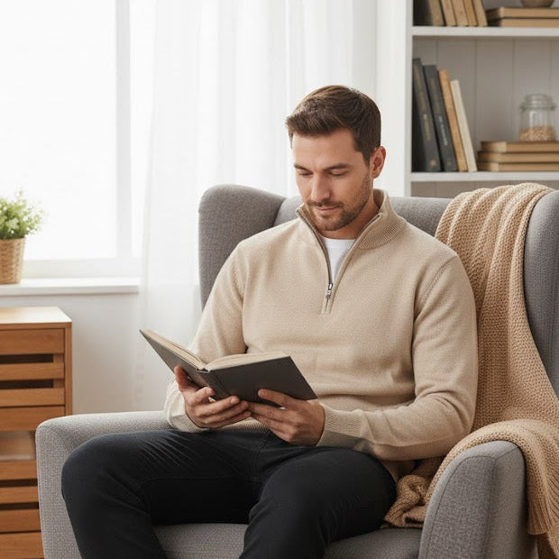 Men's Quarter-Zip Full Tshirt Sweater XL B-363390 - TUZZUT Qatar Online Shopping