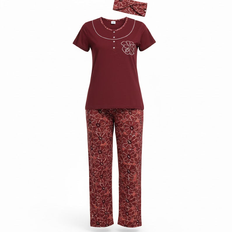 Women's beautiful two-piece set is a pajama set or loungewear Set W445 - TUZZUT Qatar Online Shopping