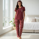 Women's beautiful two-piece set is a pajama set or loungewear Set W445 - TUZZUT Qatar Online Shopping
