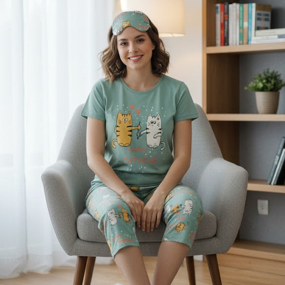 Women's Ultimate Cotton 3-Piece Pajama Set W578 - TUZZUT Qatar Online Shopping