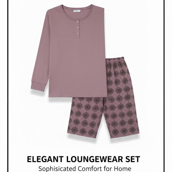 Women's Chic Patterns, Cozy Fabric Pajama Set W784 - TUZZUT Qatar Online Shopping