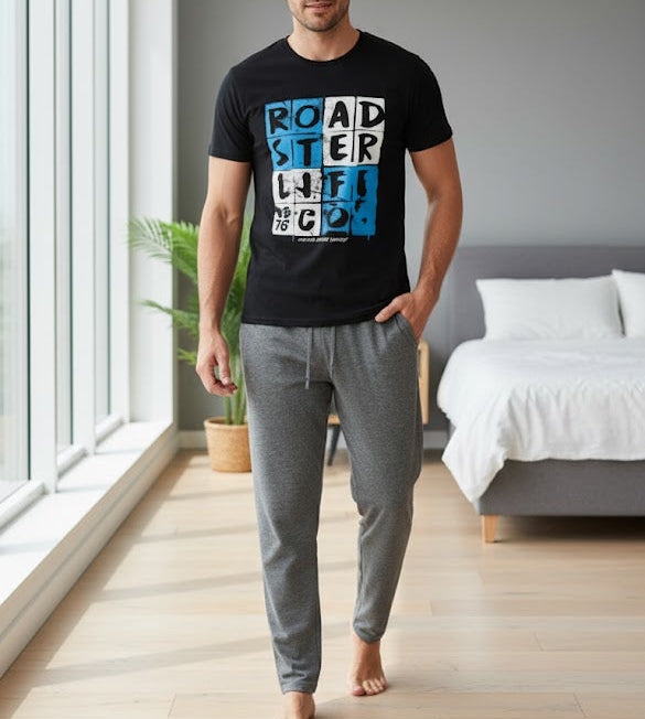 Mens Graphic T-Shirt and Jogger Set W371 - TUZZUT Qatar Online Shopping