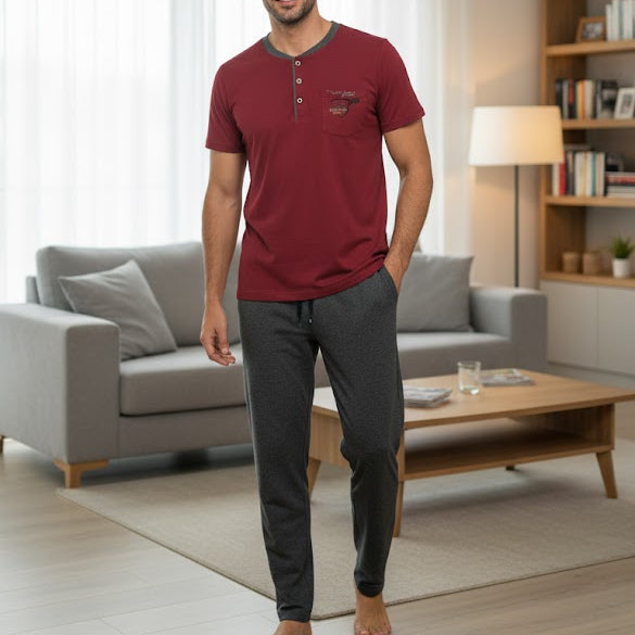 Mens Henley & Track Pant Homewear W720 - TUZZUT Qatar Online Shopping