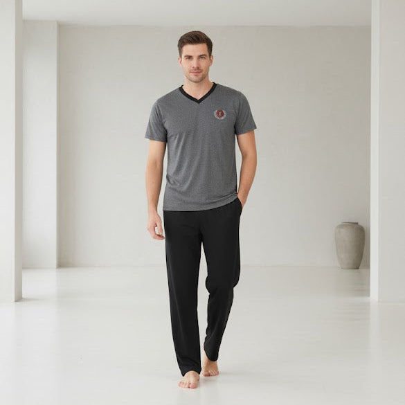 Men's Classic Comfort V-Neck Loungewear Set W923 - TUZZUT Qatar Online Shopping
