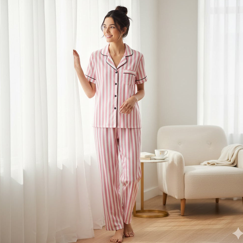 Women's Floral Short-Sleeve Pajama Set W922 Women's Floral Short-Sleeve Pajama Set W922
