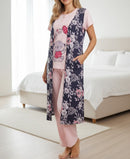 Women's Floral Elegance & Plush Pink Sleepwear Set W850 - TUZZUT Qatar Online Shopping