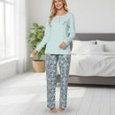 Women's Soft Aqua & Floral Lounge Pajamas W298 - TUZZUT Qatar Online Shopping