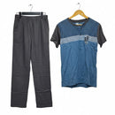 Men's short-sleeve henley shirt with blue stripes S7874500 - TUZZUT Qatar Online Shopping